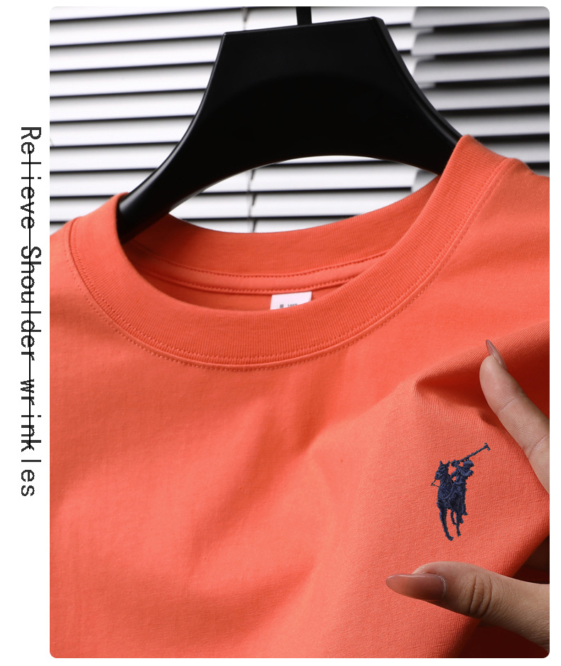 跨境纯棉绣花短袖男士t恤2025夏季新款休闲透气圆领半袖薄款体恤详情21