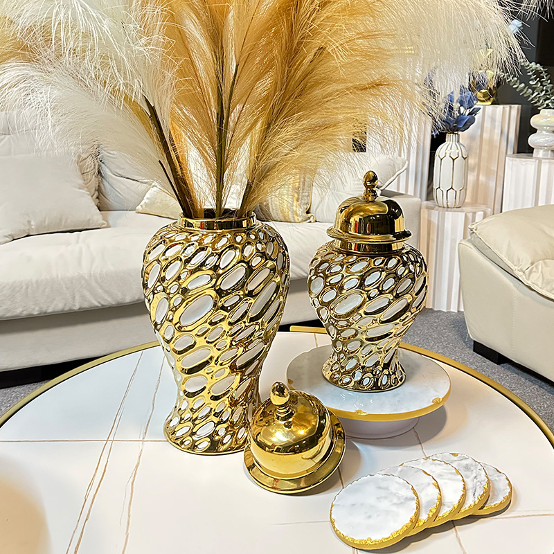 In 2025, modern light luxury high-end ceramic vases, living room home TV cabinets, entrance hall ornaments, coffee tables, model room decorations pic 9