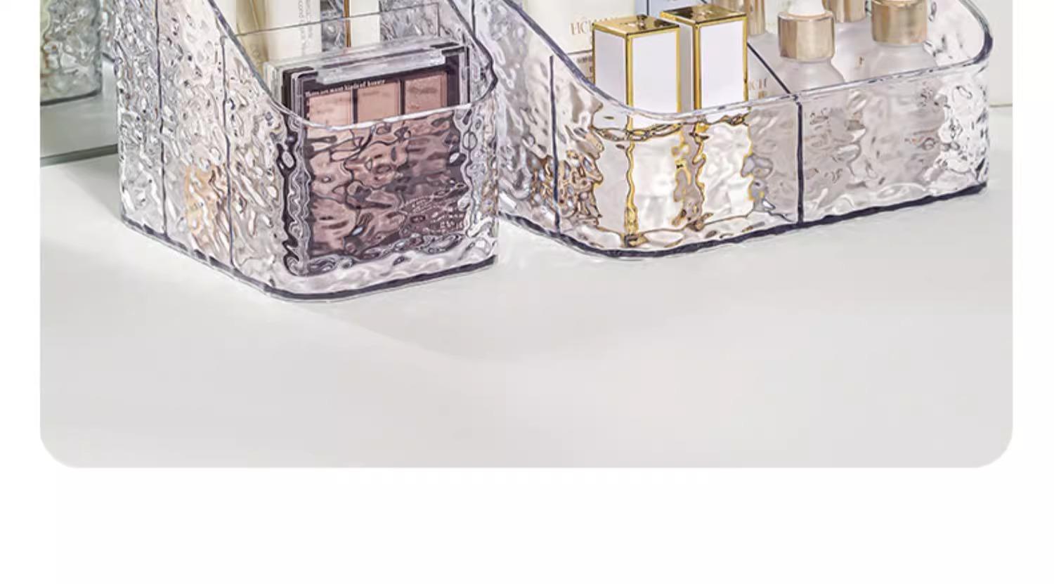 Water ripple acrylic large-capacity storage rack, light luxury cosmetics storage box, desktop dressing table, lipstick and skin care products pic 7