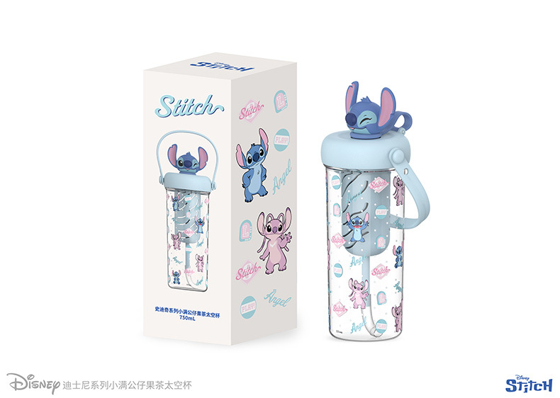 New Xiaoman doll fruit tea plastic cup, cute straw cup for primary school students, Le Si Double Drink, summer plastic water cup for school pic 3