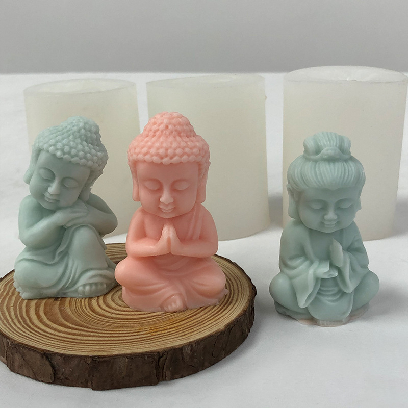 小和尚香薰石膏蜡烛硅胶模具diy佛像摆件观音菩萨如来佛滴胶模具详情9