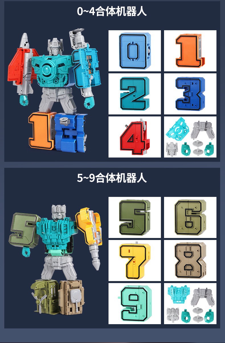 儿童变形数字机器人字母合体金刚汽车人拼装益智玩具批发模型玩具男孩娱乐详情6