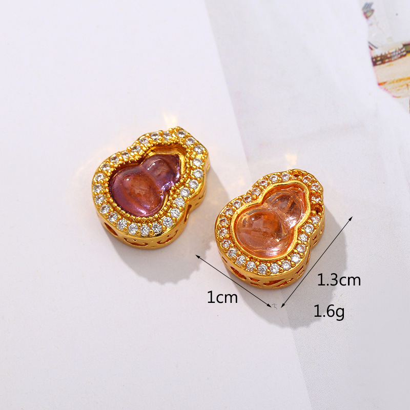 New electroplated crystal gourd-shaped zircon hollowed-out bead bracelet necklace pendant accessory pic 6