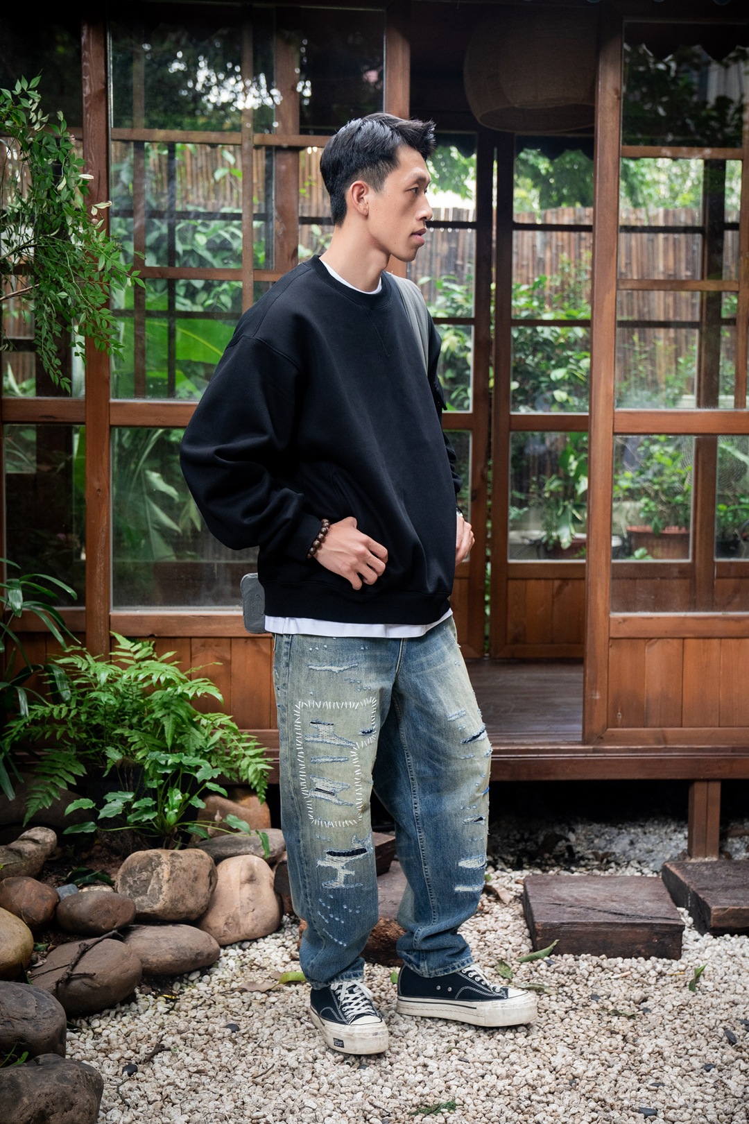 FGSS男装|25SS日系复古重工破坏手擦猫须水洗宽松工装休闲牛仔裤详情11