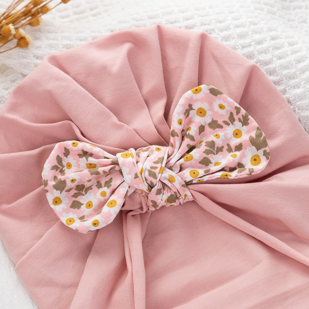 欧美新款新生婴儿帽子发带套装两件套0-12个月宝宝套头帽印度帽详情10