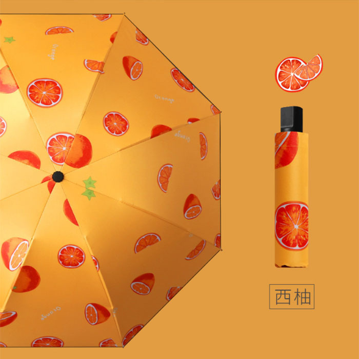 水果雨伞厂家批发三折遮阳伞晴雨两用黑胶伞太阳伞详情17