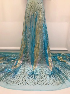 新款非洲亮片蕾丝花边网布面料派对礼服民族风服装辅料laceJX756详情31