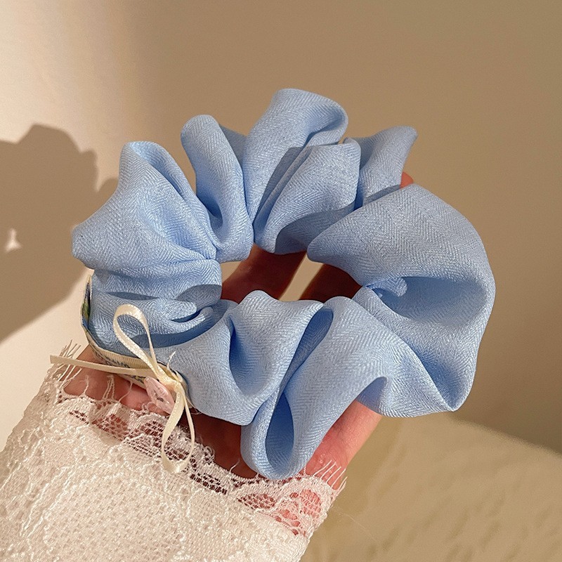 甜美清新蝴蝶结韩系大肠发圈蕾丝花边新款马尾发绳少女心头绳发饰详情8