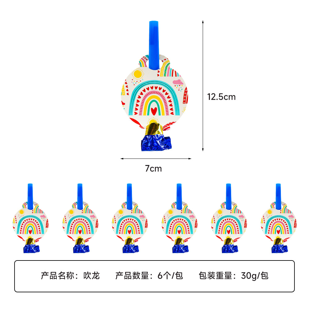 新款现货彩虹主题七彩圣诞节儿童生日派对一次性餐具套装纸杯纸盘详情11
