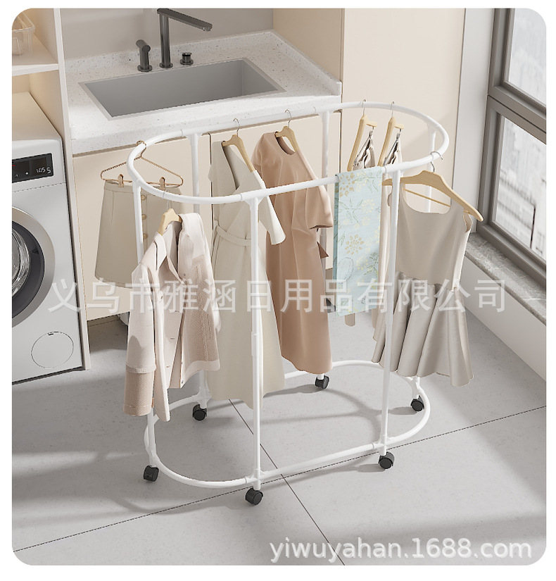 跨境源头工厂新款椭圆形旋转多功能晾衣架嗮衣架服装展示架陈列架详情16