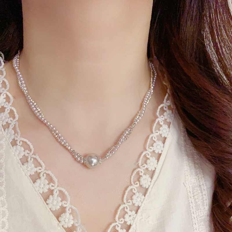 法式时尚珍珠双层项链女个性百搭气质温柔优雅锁骨链轻奢简约颈链详情7