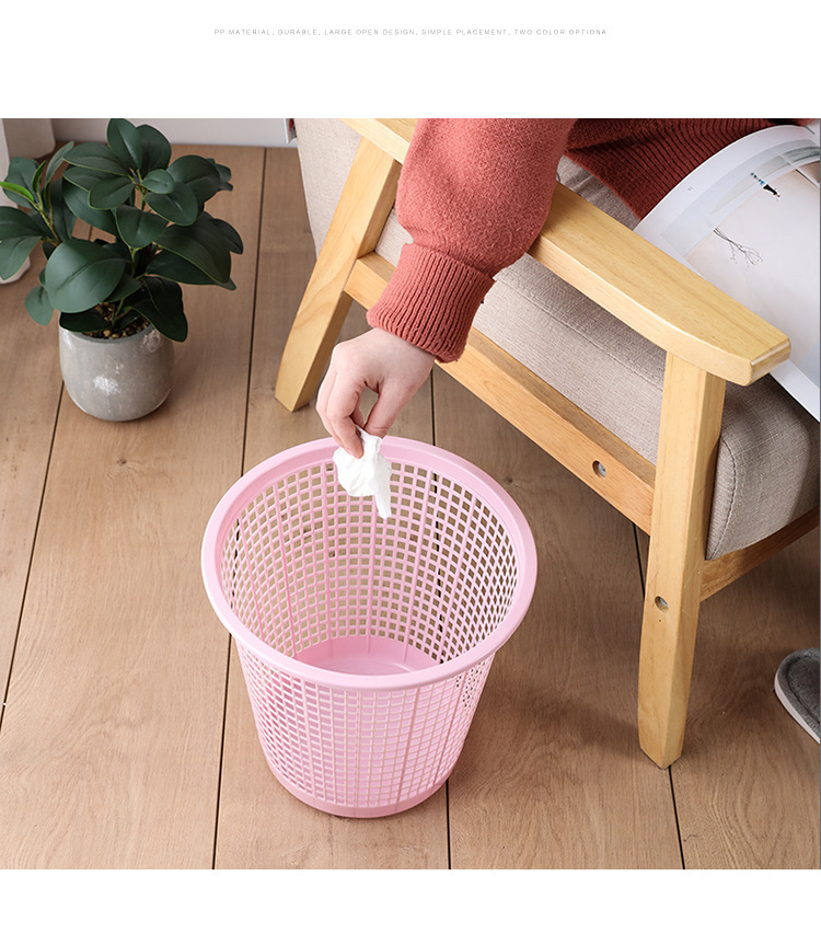 Modern and simple household hollowed-out trash can, plastic no-pressure ring, variable-sized paper basket, simple kitchen and bathroom trash can pic 12