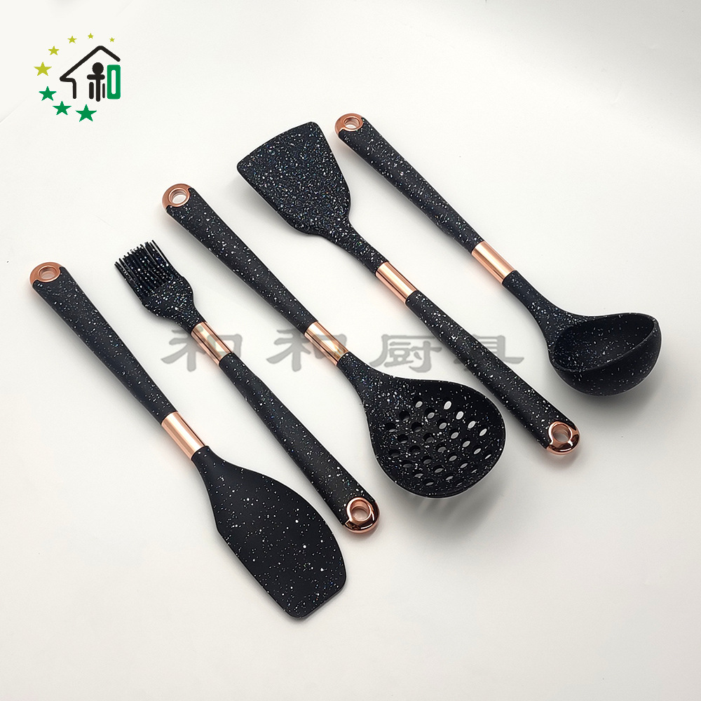 供应跨境硅胶厨具套装 不粘锅厨房用具烹饪勺铲 10件金色烘焙工具详情9