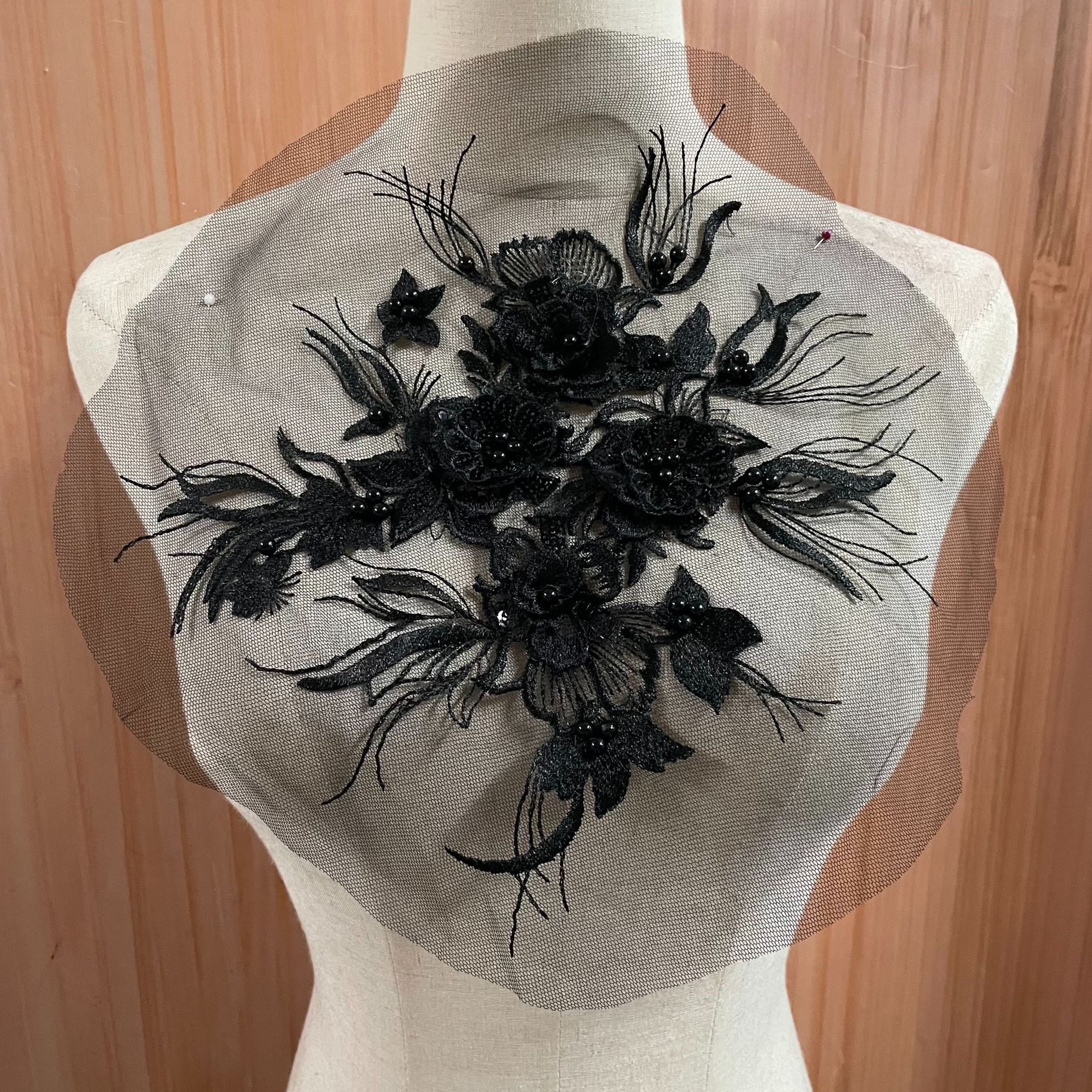 Wholesale lace three-dimensional flower fabric patchwork clothing accessories, nail and diamond decorative appliqued DIY Hanfu collar flowers from the manufacturer pic 2