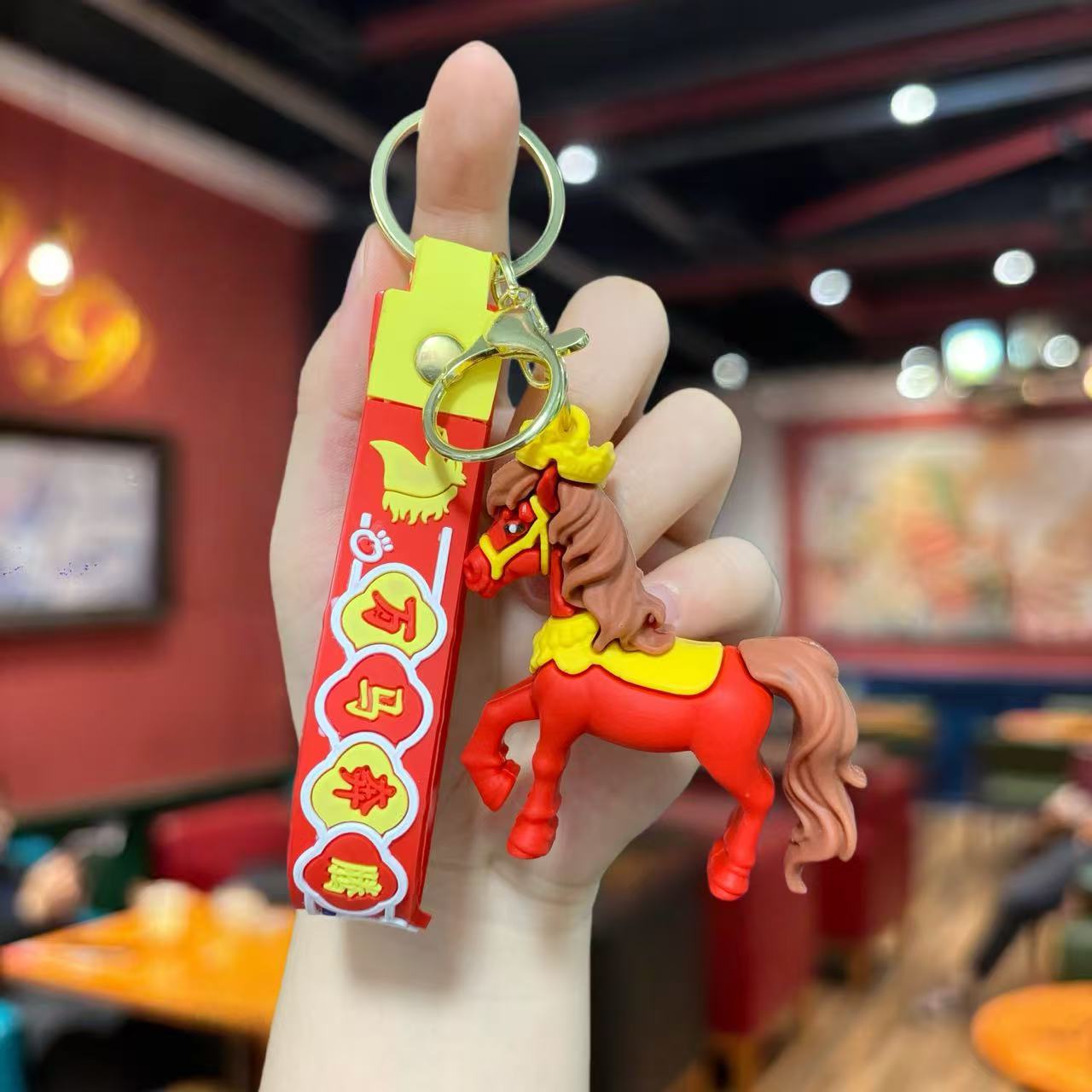 Horse Year zodiac horse figurine keychain pendant, cartoon PVC soft rubber zodiac year gift bag pendant, mascot pic 11