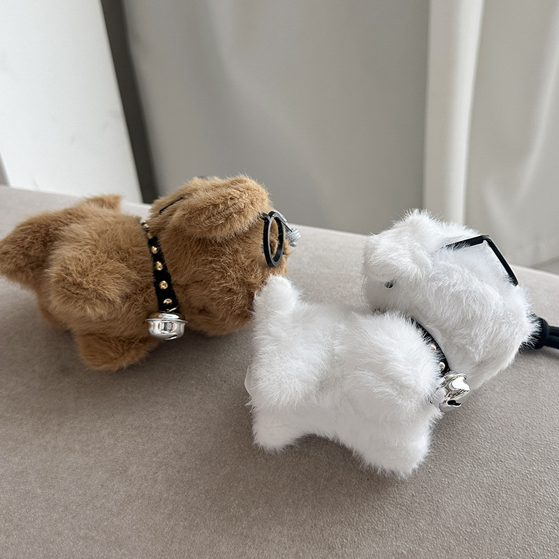 Wholesale of cute glasses dog plush pendants, glasses dog plush toy pendants, keychains, figurines, bags and pendants pic 14