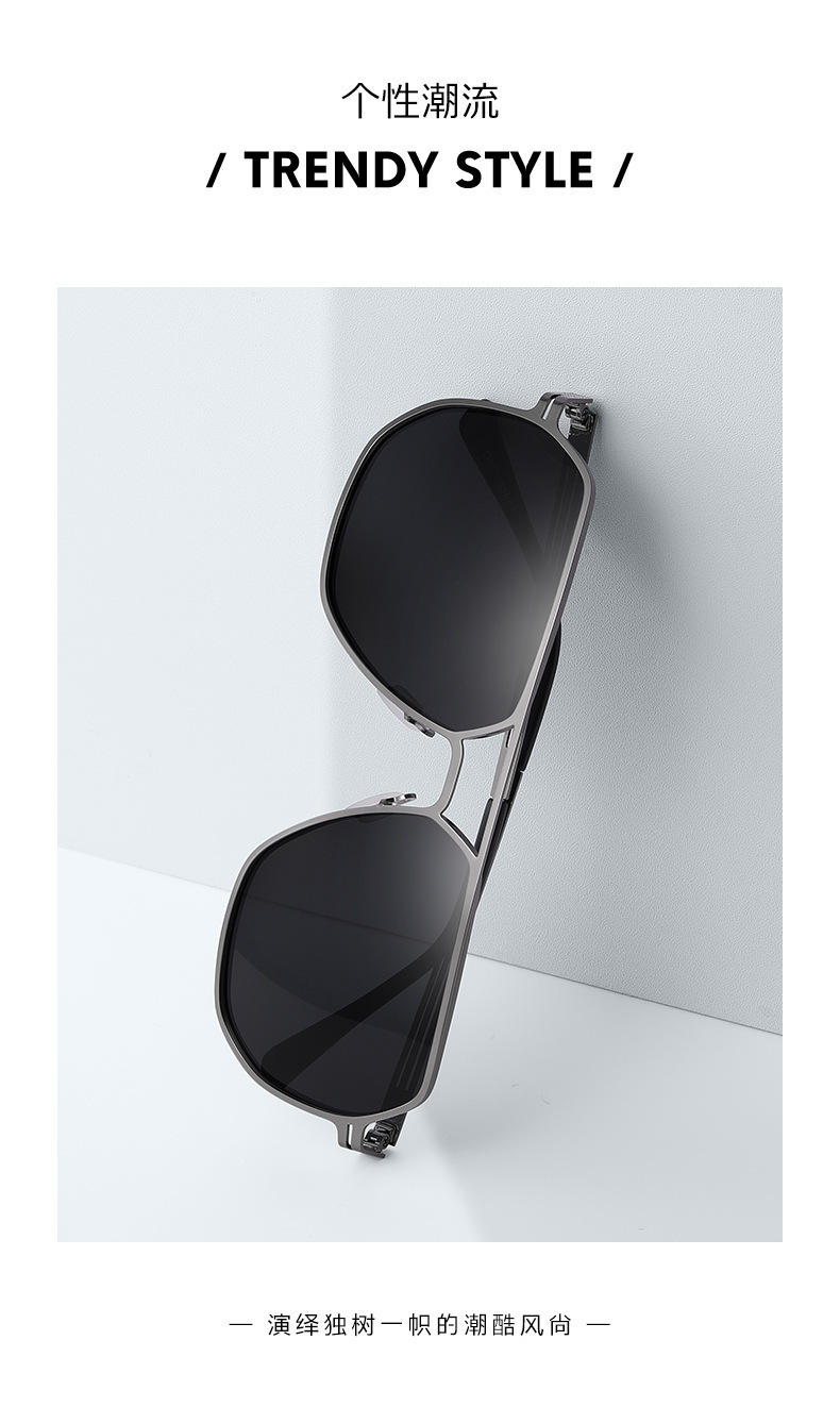 新款太阳镜男士方框不锈钢偏光太阳镜5086司机开车防阳光墨镜批发详情2