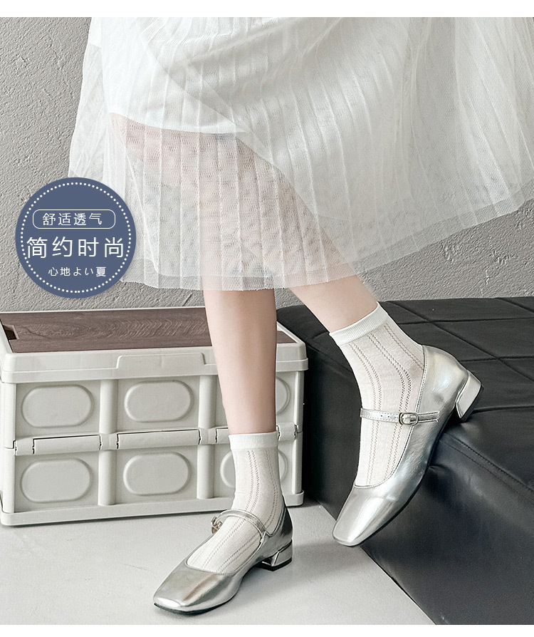白色袜子女镂空网眼透气春夏季新品薄款短筒袜ins女士棉袜子批发详情8