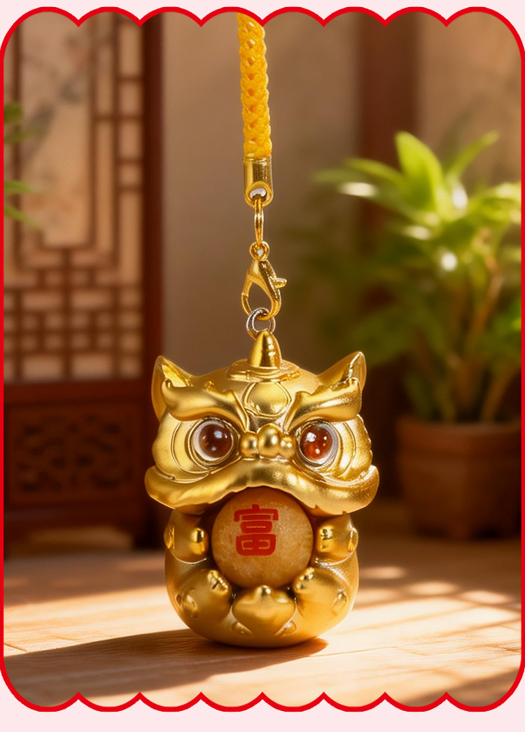 Wholesale of auspicious beast blessing energy pendant blind box, cartoon cute lion dance backpack decoration accessories, car and vehicle pendant pic 18