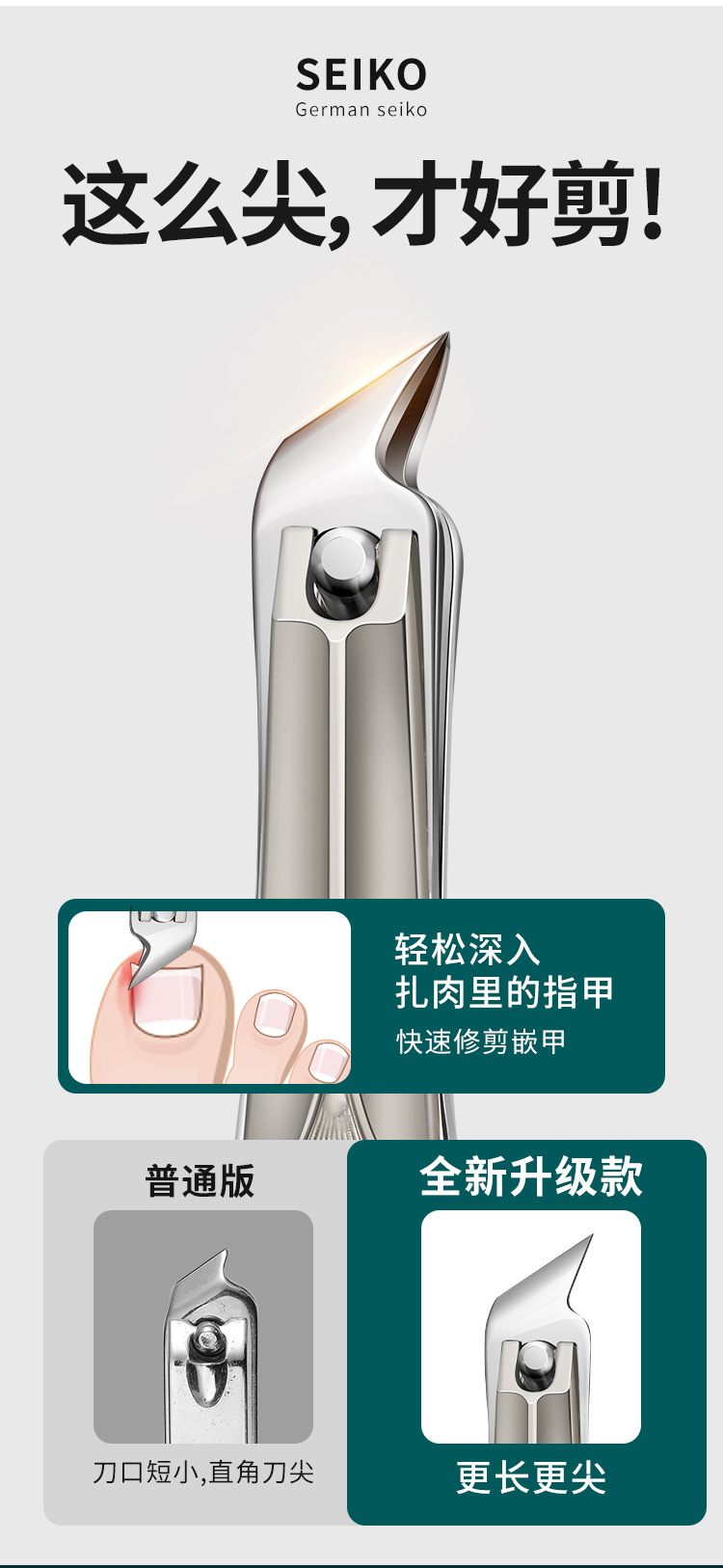 德国工艺指甲刀家用单个指甲剪指甲钳原装斜口修甲刀工具高端剪刀详情9