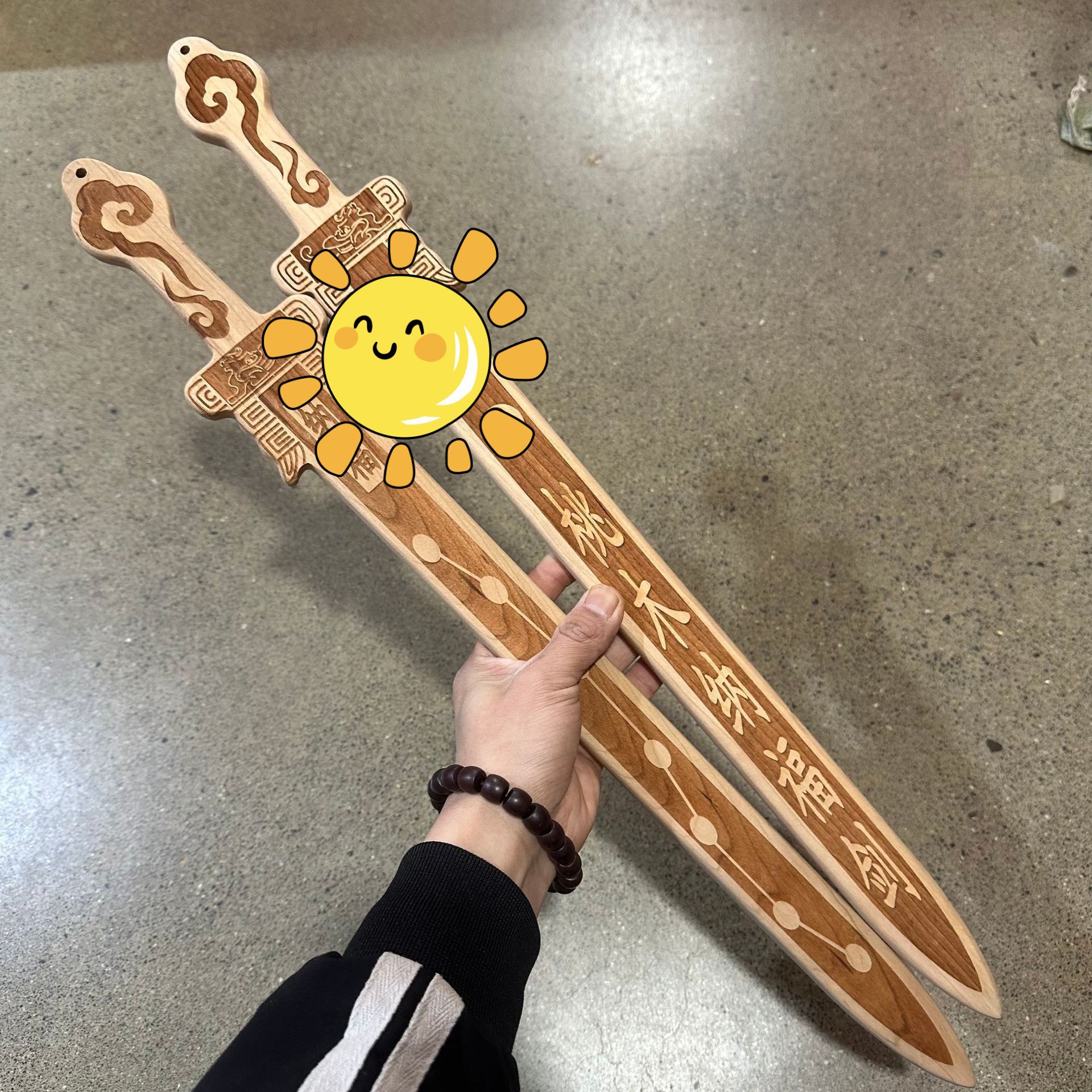 桃木剑原色一体剑雕刻桃木斧挂件小号宝剑儿童玩具工艺桃木剑批发详情42