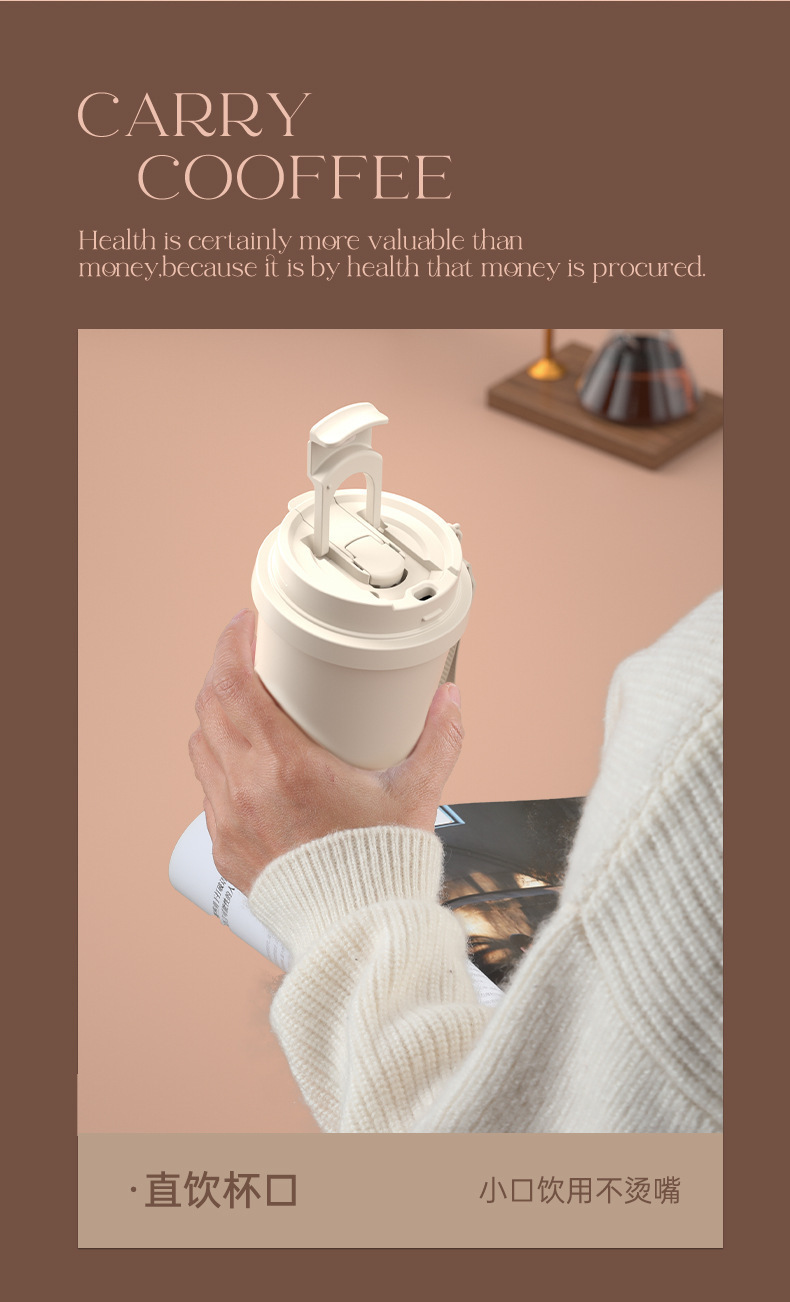The new Lily of the Bell high appearance level insulated cup, seamless inner liner, double-drinking coffee cup, 316 stainless steel ceramic inner liner, water cup pic 17