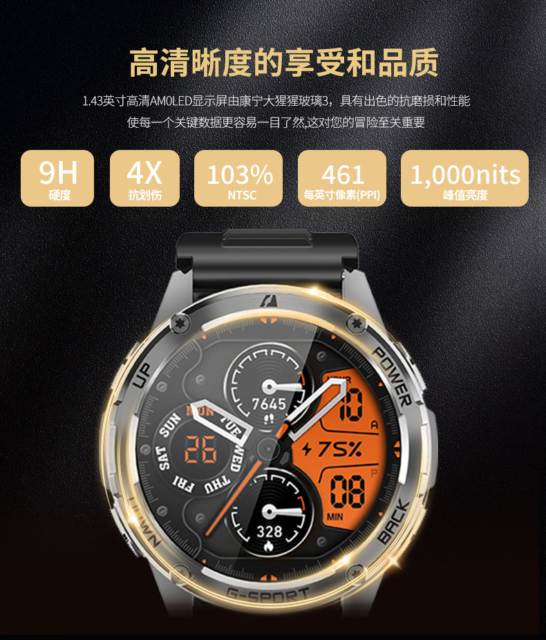 W30亚马逊畅销GPS智能手表健康心率监测防水蓝牙通话手环加工生产详情7