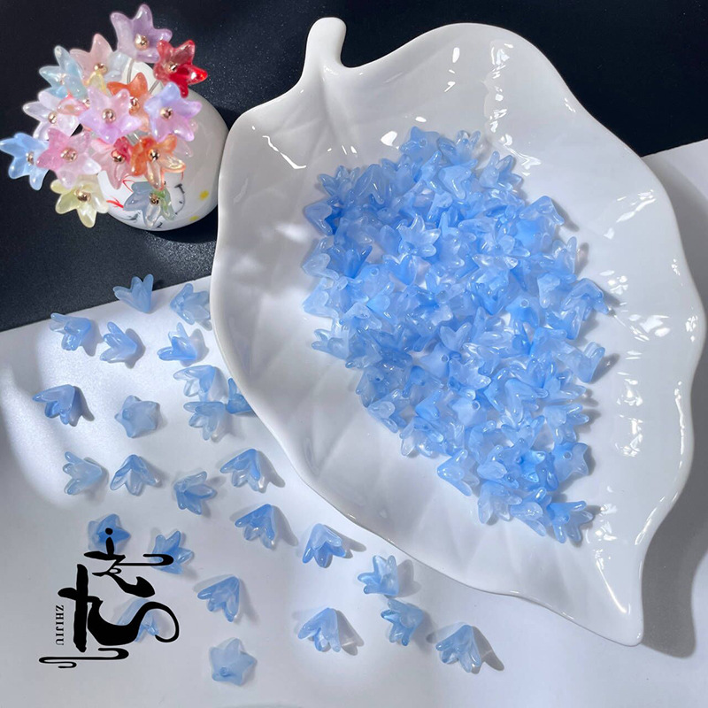 捷克琉璃百合花花瓣树叶子diy手工制作汉服头饰耳环古风发簪详情9