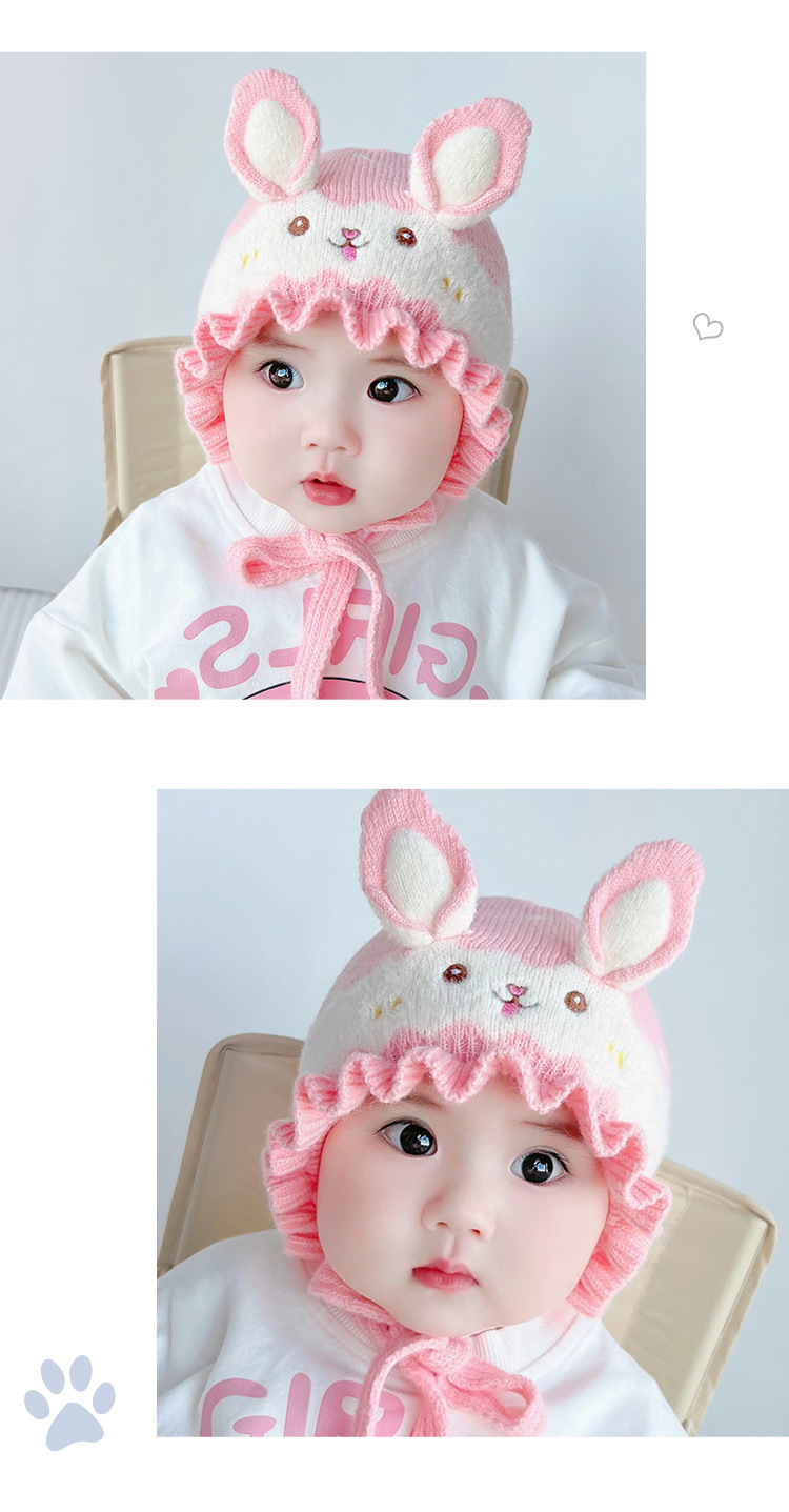 婴儿帽子秋冬款可爱超萌护耳新款男宝宝女童新生儿针织毛线儿童帽详情4