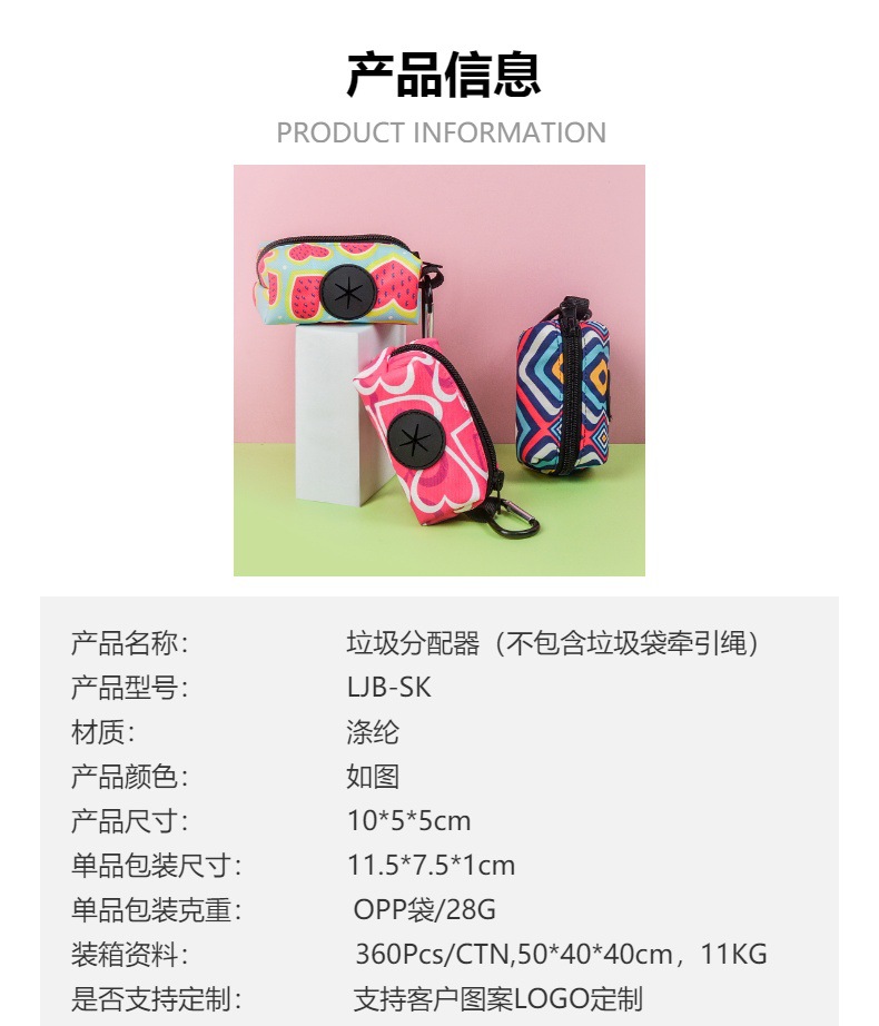 跨境新品工厂BSCI认证宠物狗出行拾便器垃圾袋收纳包宠物清洁用品宠物便携袋详情2