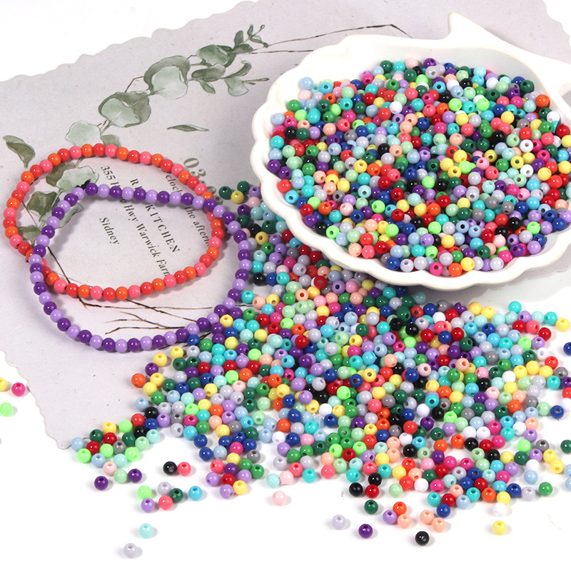 4mm亚克力塑料实色圆珠diy手工串珠手链首饰材料配件配饰散珠批发详情3