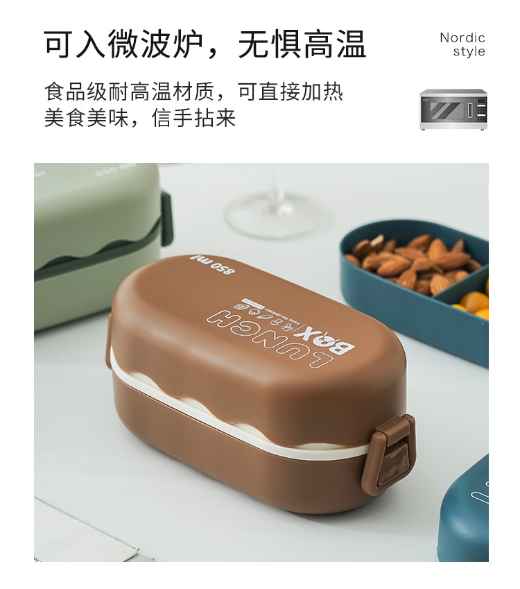 塑料微波炉密封餐盒食品级双层便当盒上班族减脂餐中秋礼品饭盒详情8