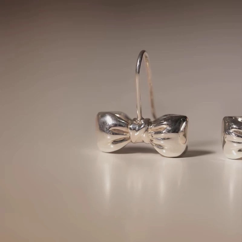 韩信简约饱满蝴蝶结耳钩小众复古设计精致可爱芭蕾风甜美耳钉耳饰详情5