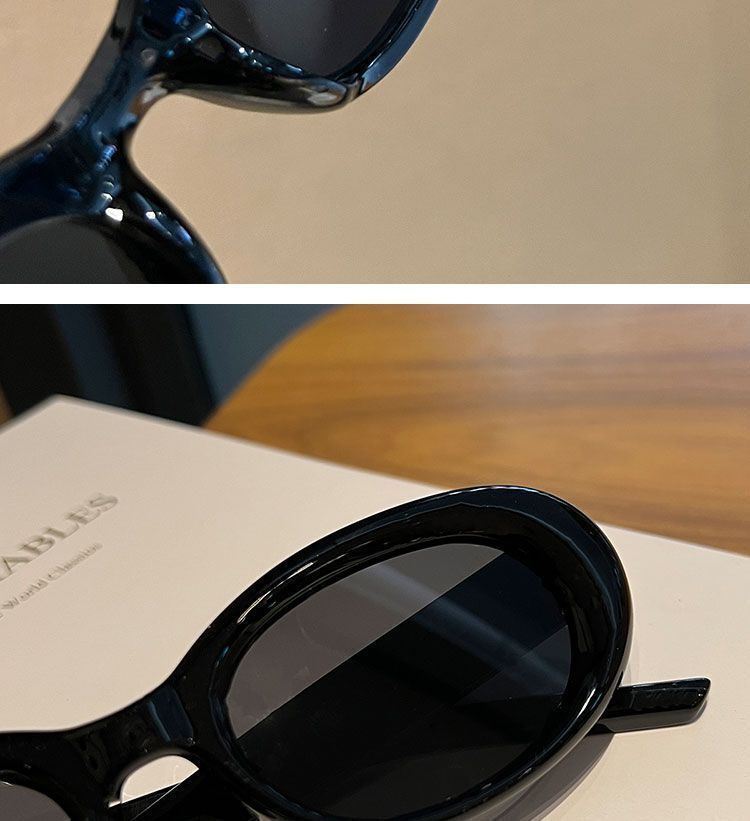 Oval white-framed sunglasses, European and American stylish sunglasses for taking photos, for women with big faces and cat-eye protection, high-end look, ins slimming pic 5