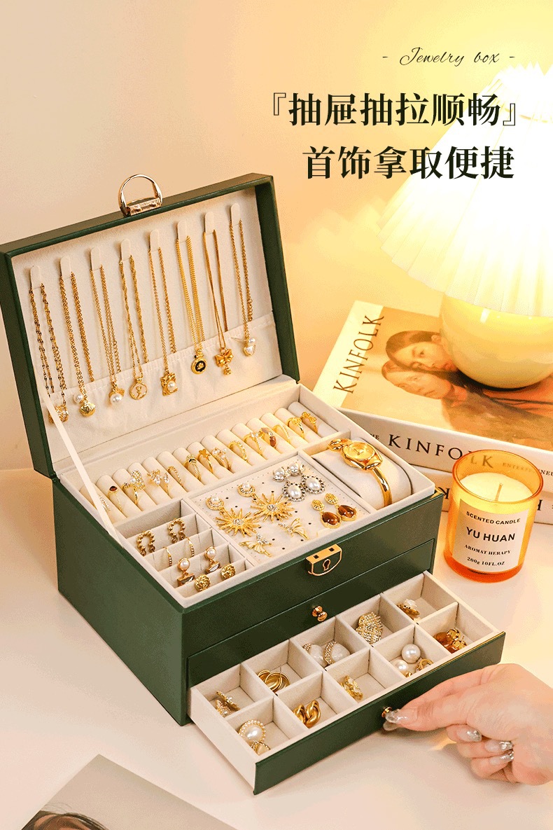 Multi-functional jewelry storage box, dust-proof portable large-capacity jewelry packaging box, ring box pic 8