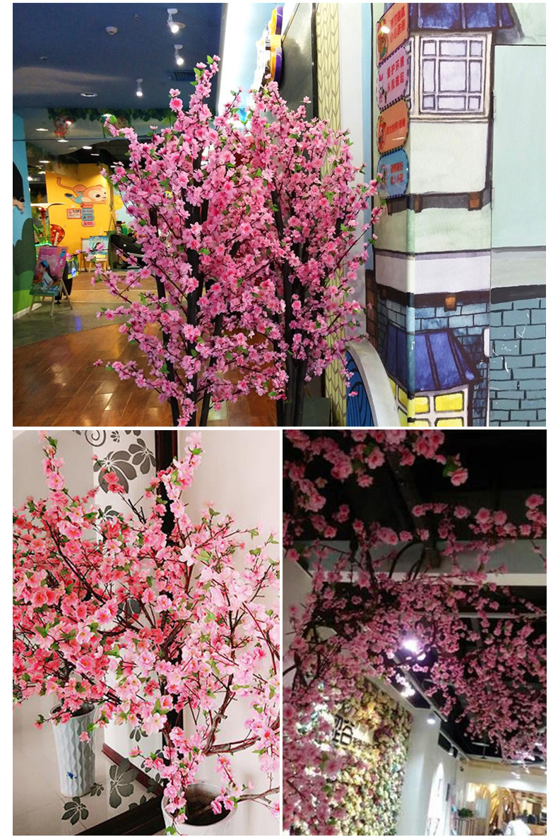 仿真桃花枝假梅花樱花枝客厅装饰绢花塑料花工程造景干花植物详情4