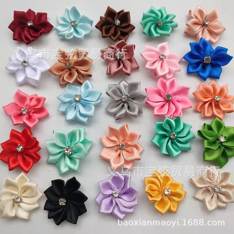 3CM DIY headwear with diamond-encrusted rose flowers, handcrafted fabric with diamond-encrusted 9-cornered small flowers, clothing accessories, ornaments and accessories pic 2