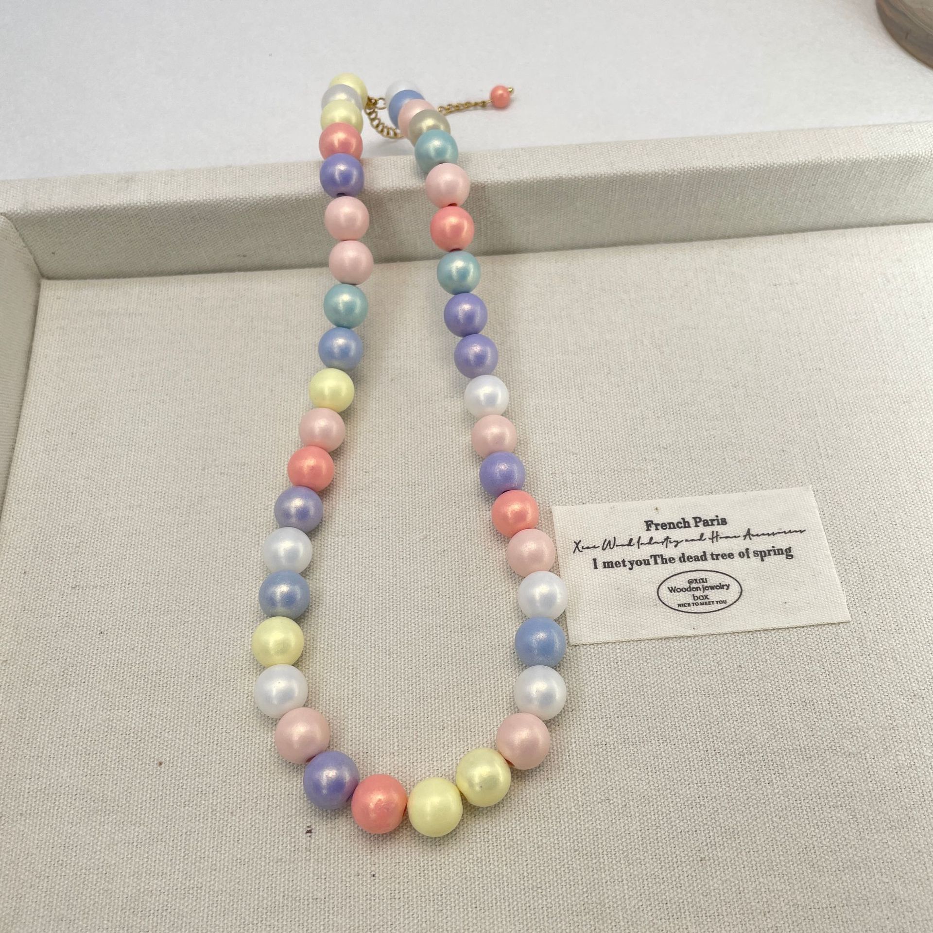 Colorful dopamine pearlescent beaded necklace, a unique design for women, candy color, sweet and high-end, vacation-style necklace pic 9