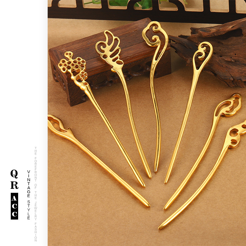 New Chinese-style hollowed-out flower and auspicious cloud hairpins, retro headwear accessories, Hanfu and cheongsam versatile hairpins, courtly ancient style ladies pic 18