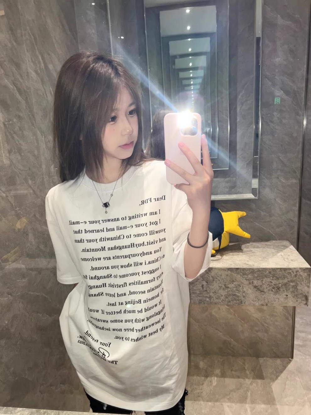 国潮美式英文印花短袖t恤女夏季hiphop潮牌高街宽松情侣半袖上衣详情6