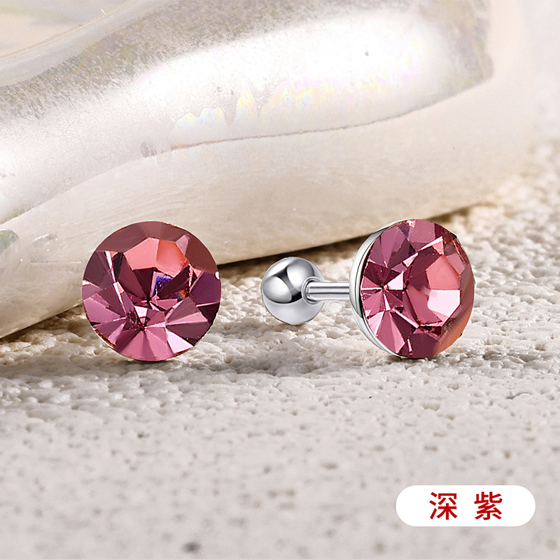 s925通体纯银爆闪施家华子耳钉彩色耳骨钉爆闪螺丝拧扣耳蜗钉耳饰详情10