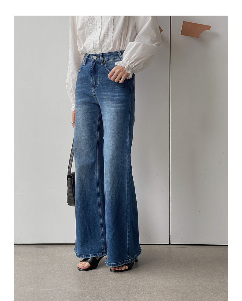 【90s Retro Horn 】 Ge Ming High-waisted slightly flared jeans for Women 2025 Spring New floor-length Pants R155H pic 17