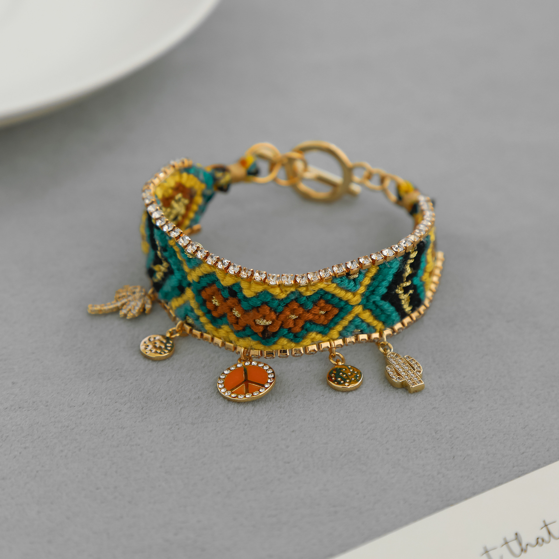 HIP家法式编织手链 波西米亚风民族风小众简约彩色流苏编织手链详情4