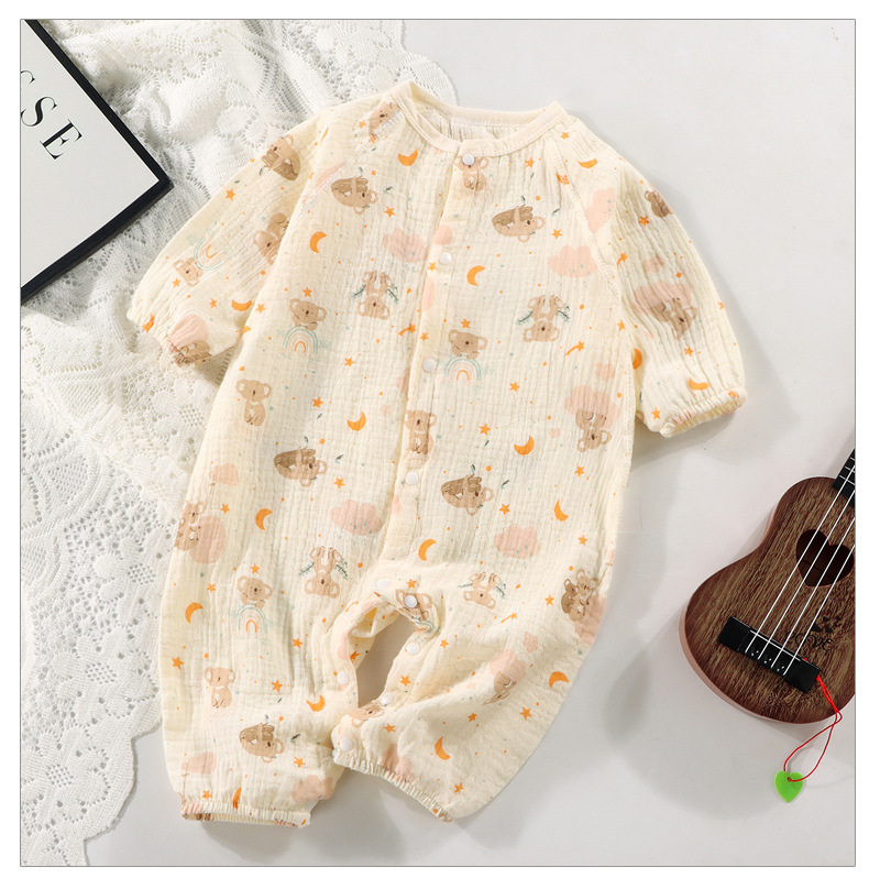 Boneless cotton yarn one-piece suit, cute cartoon crawling suit for newborn babies, close-fitting clothes for boys and girls, spring and summer pajamas pic 17