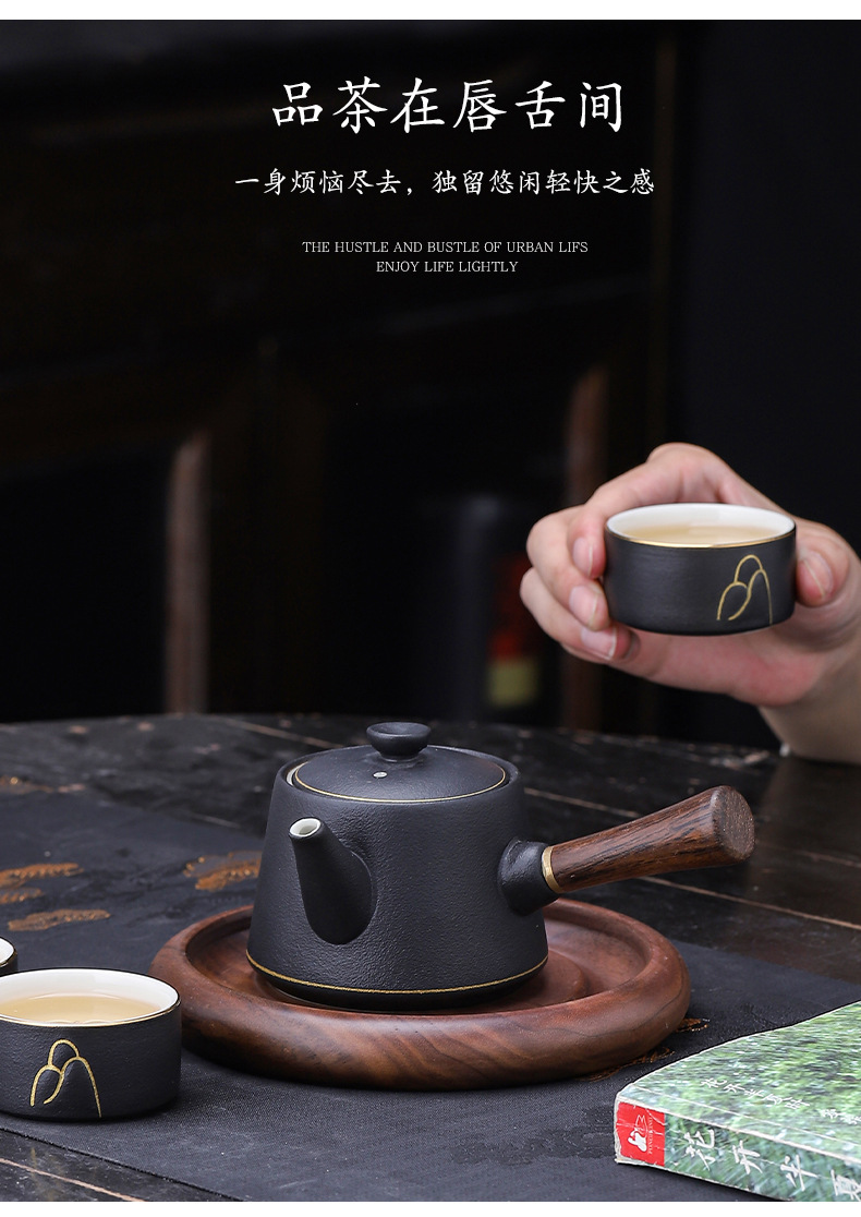 黑陶描金侧把壶功夫茶具套装公司商务开业礼品房地产开盘伴手礼详情11