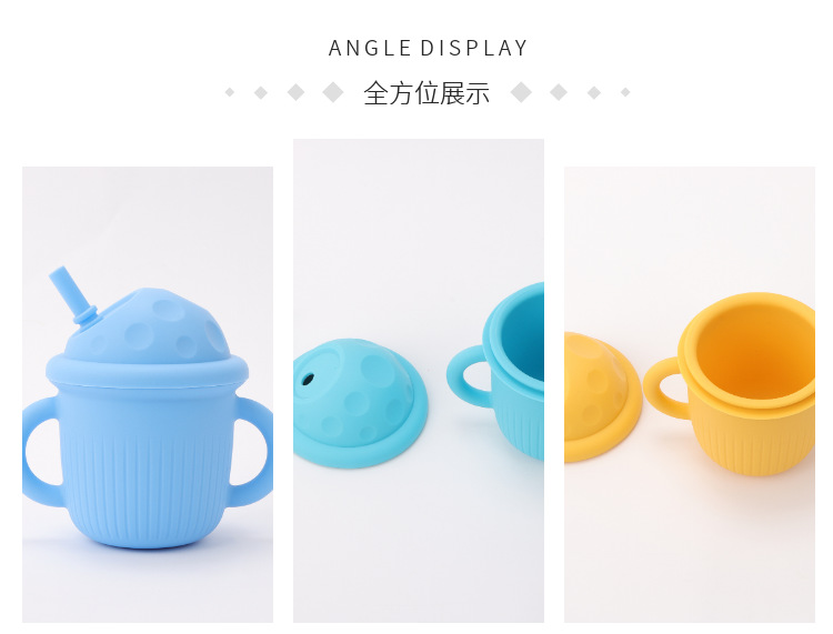 儿童牛奶杯吸管杯子婴儿水杯硅胶学饮杯食品级宝宝带盖耐高温详情2