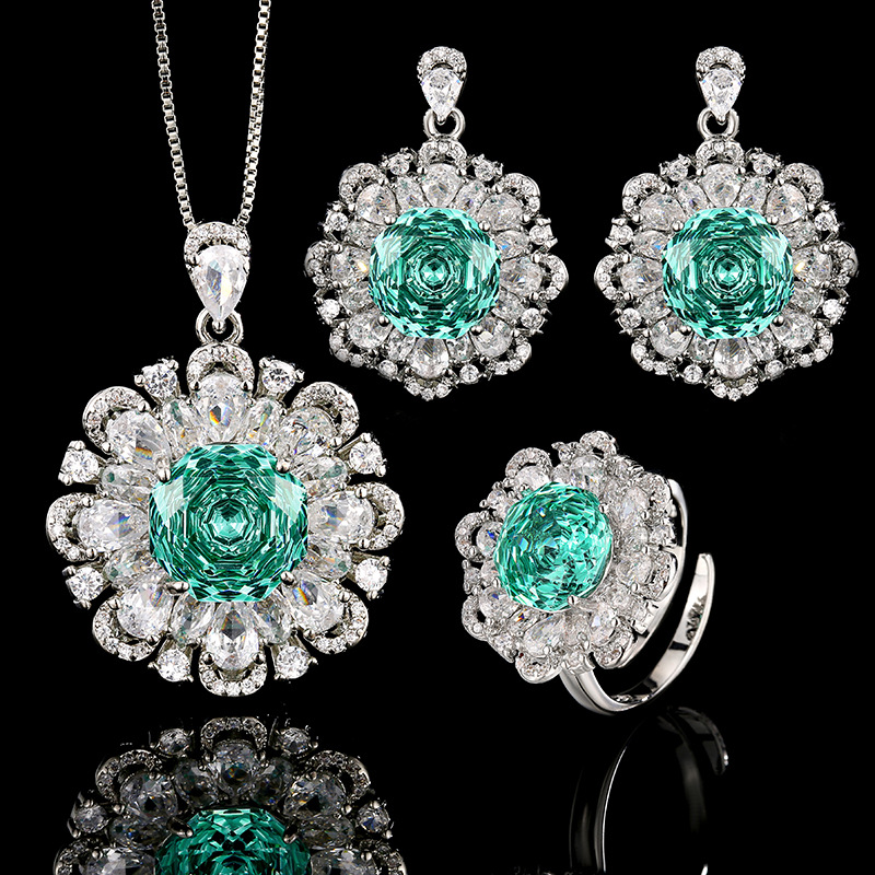 2025新款庄生生珠宝铜底镀金仿真千禧帕拉绿花朵套装主石12-10mm详情8