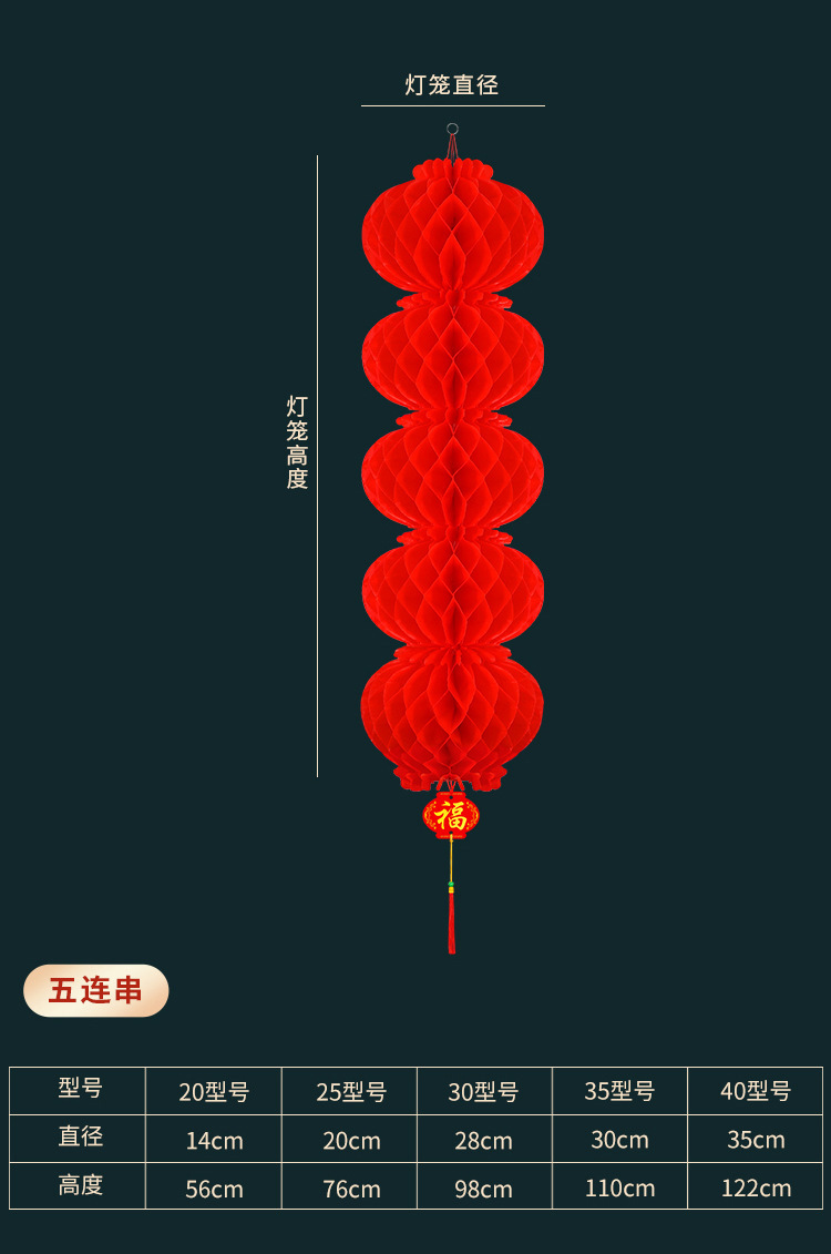 加厚塑纸灯笼结婚喜庆小红灯笼连串蜂窝灯笼折叠装饰新年灯笼详情13