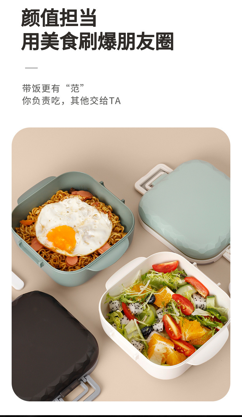 Multi-functional plastic instant noodle lunch box, student dormitory instant noodle magic tool, cafeteria serving with lid and insulated lunch box pic 5