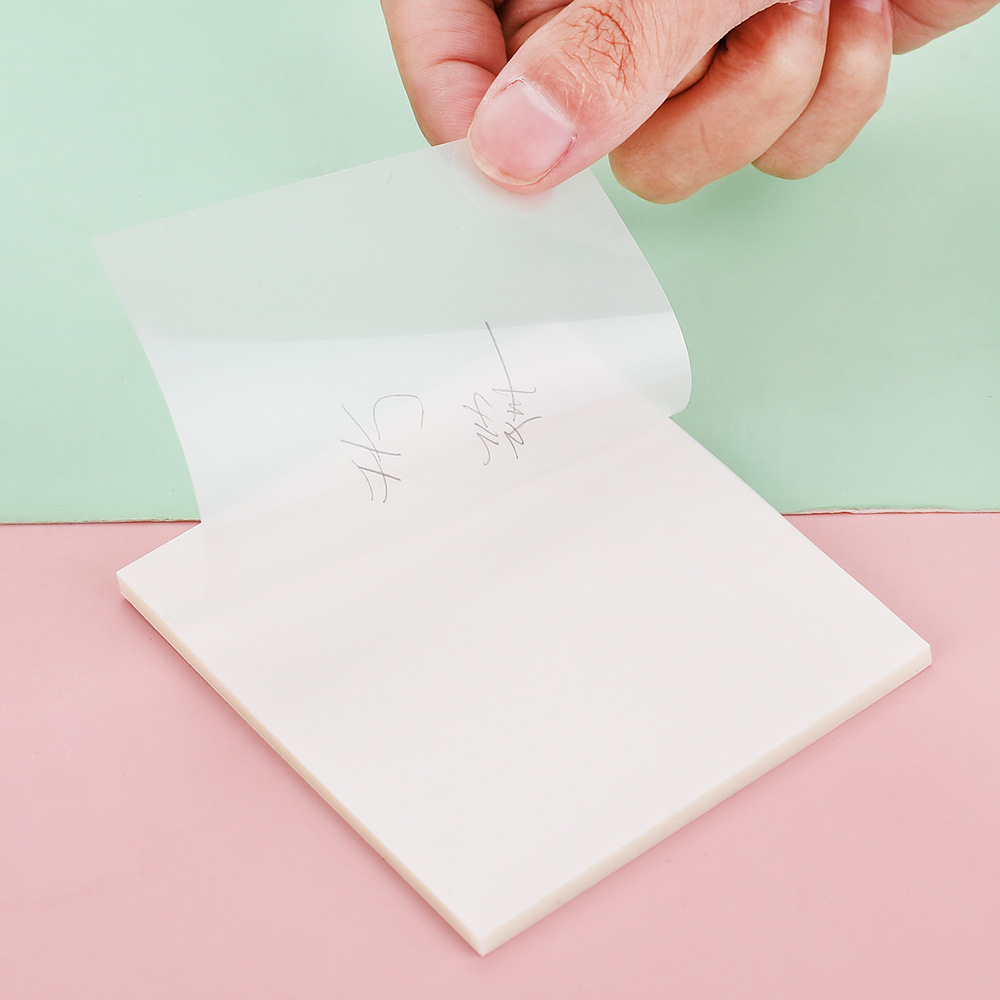 Pioneer 8615 Transparent pet sticky Note 76*76N times, a popular invisible note paper for learning key points marking pic 3